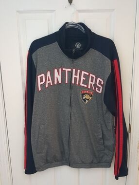NHL Florida Panthers Gray & Black Full-Zip Jacket with Red Stripes